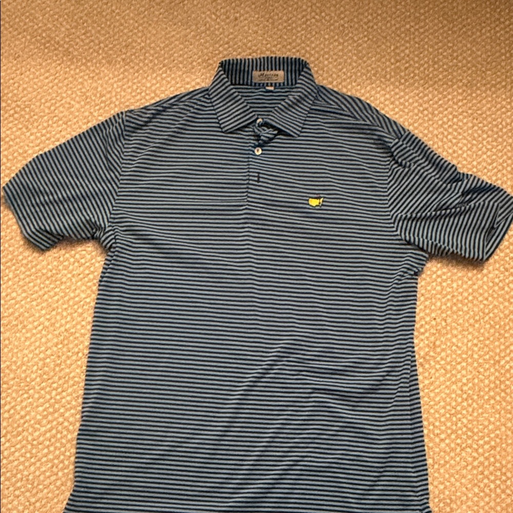 Peter Millar Navy and White Striped Polo